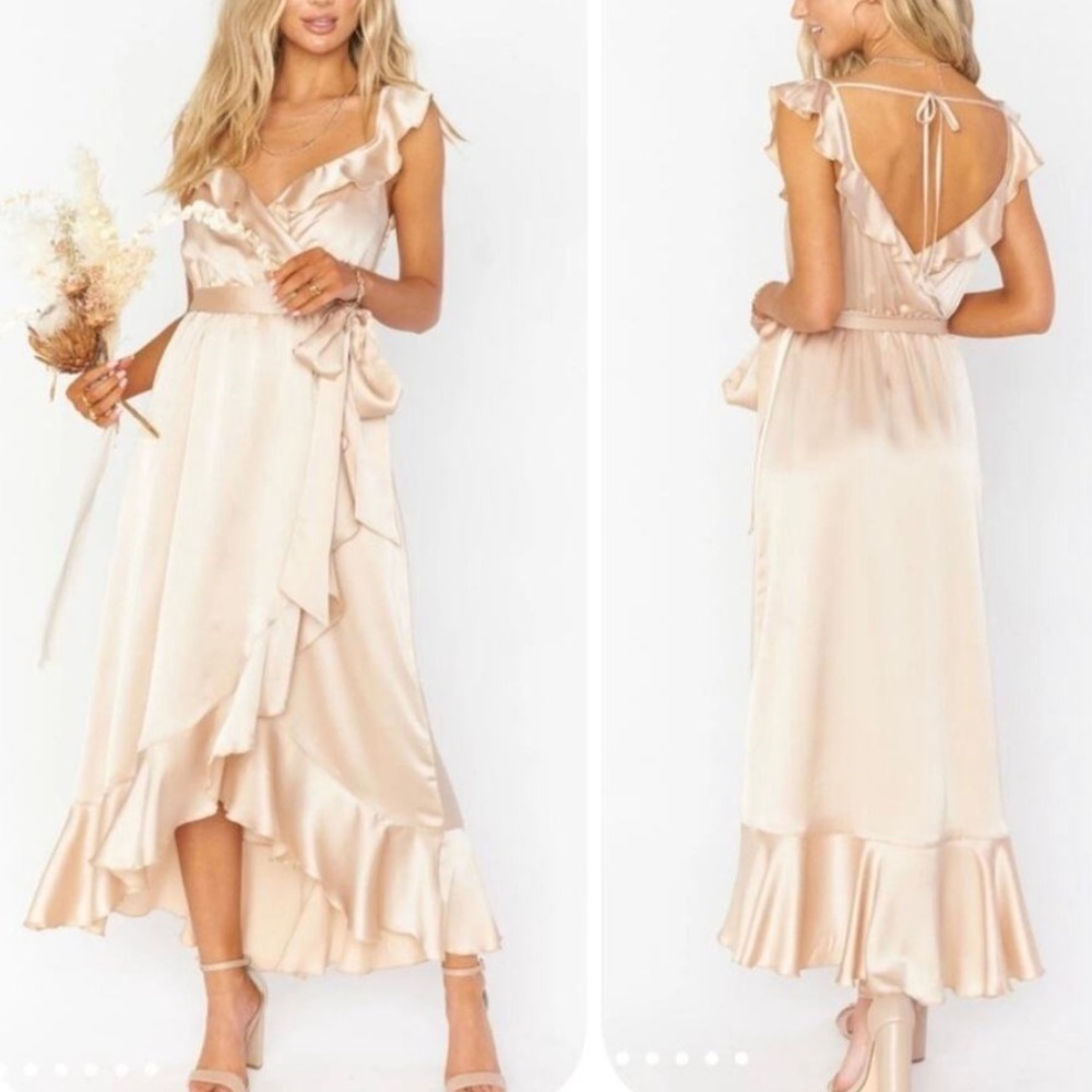 Show Me Your Mumu Samantha Ruffle Wrap Wedding Dress